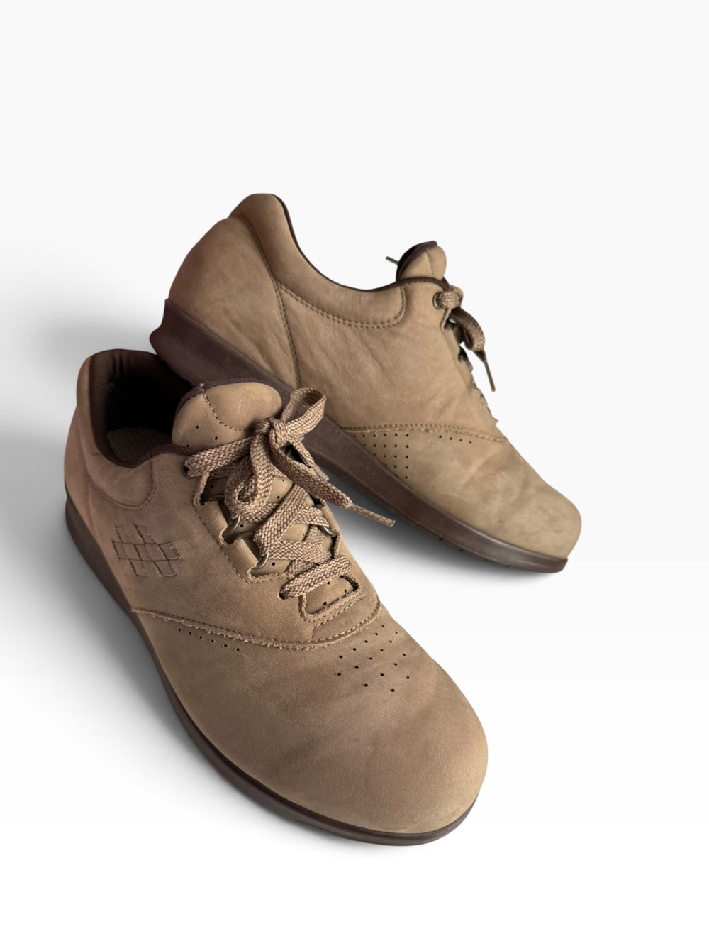 SAS Free Time Leather Walking Shoes Sage Taupe Suede Comfort Sneakers 8.5 W